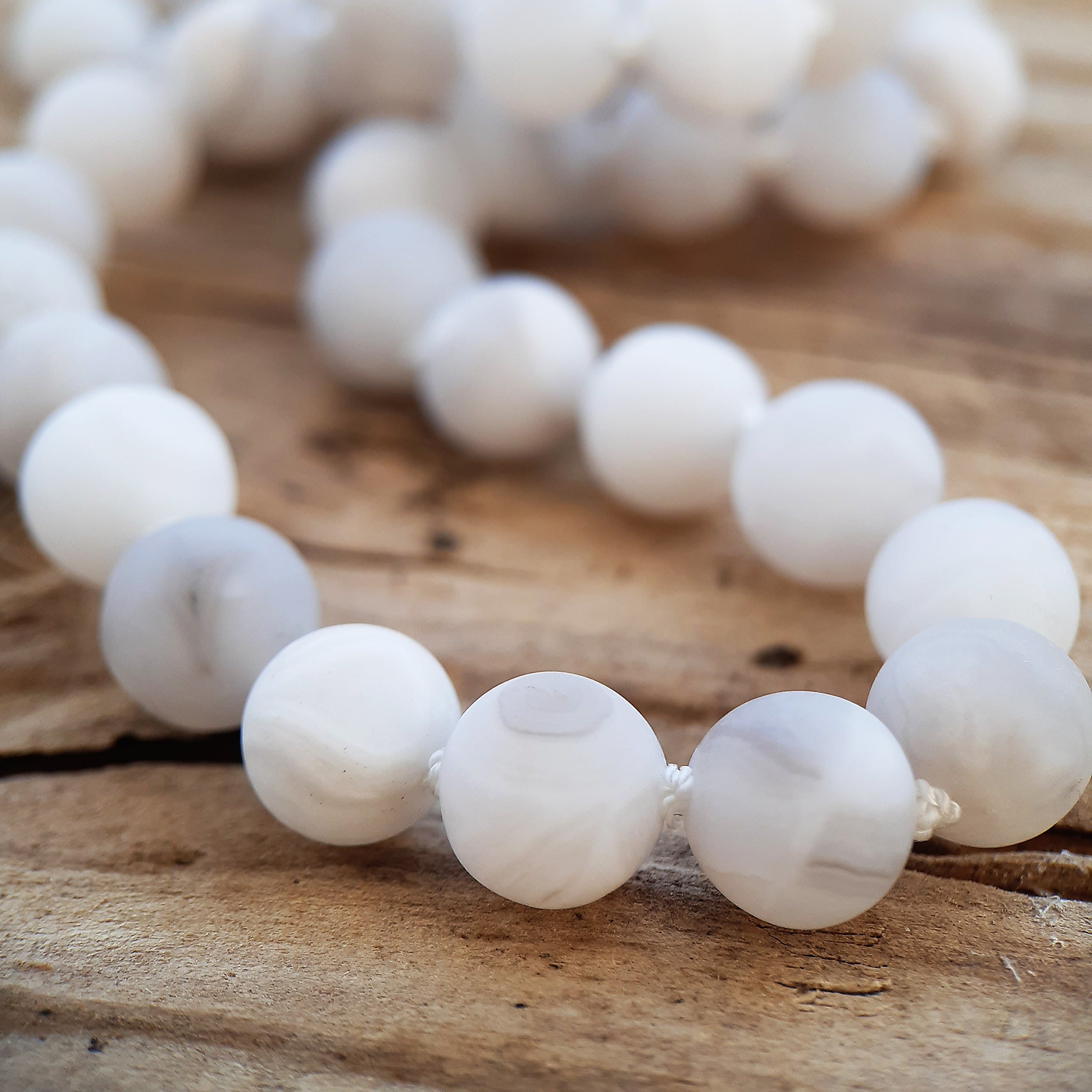 8mm Matte White Lace Agate beads